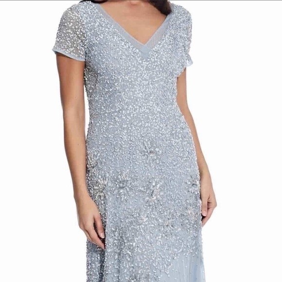 Adriana Papell Blue Sequin Gown NEW! - Picture 2 of 11